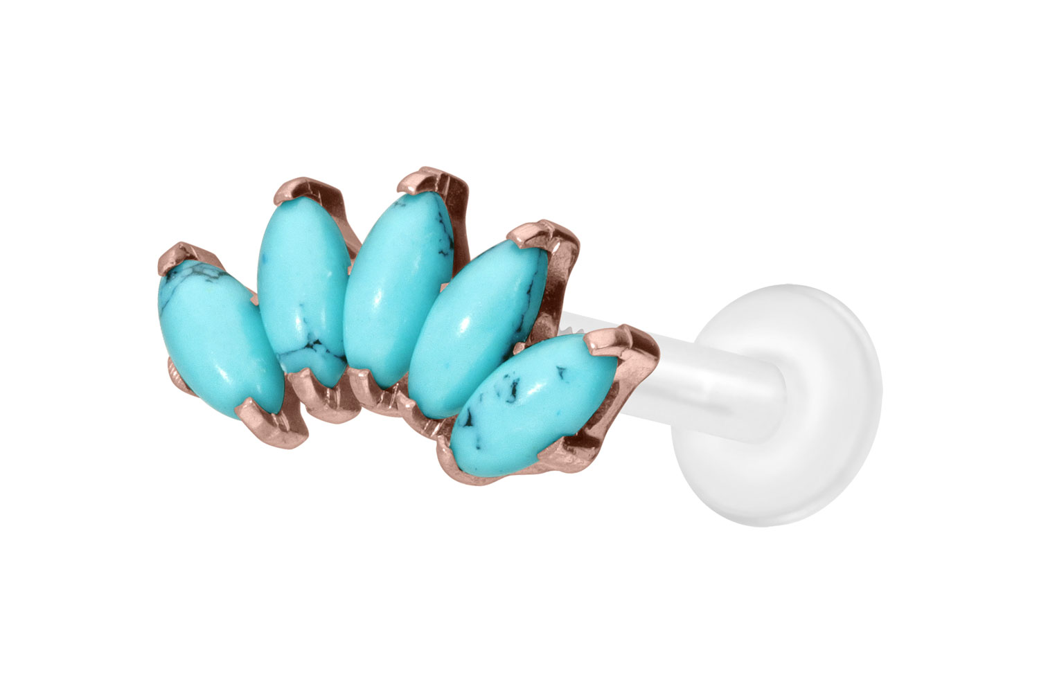 PTFE Labret Piercing mit Innengewinde + Titan-Aufsatz BOGEN + SYNTHETISCHE TÜRKISE